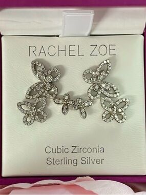Rachel Zoe Sterling Silver Butterfly Trio Earrings - New